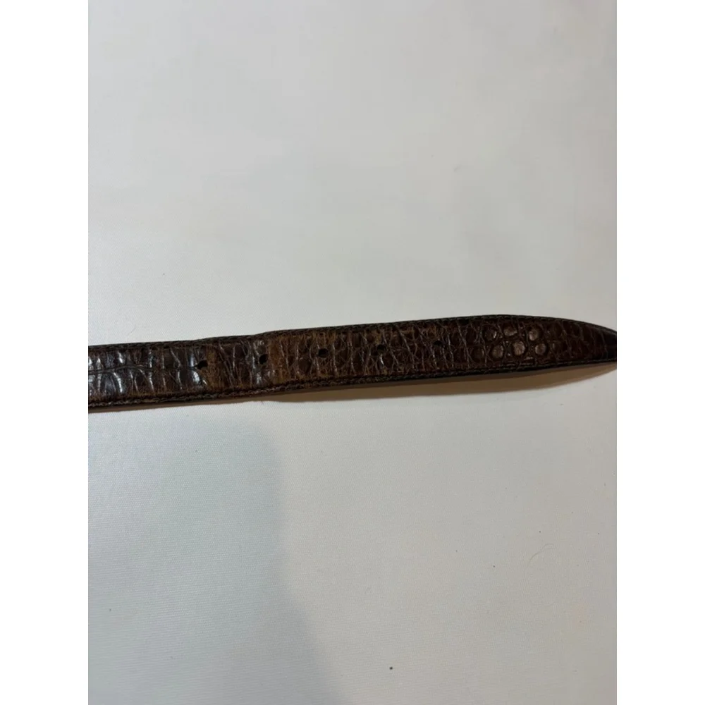 Marshall Fields Croc Embossed Leather Belt 36 Brown Vintage Distressed